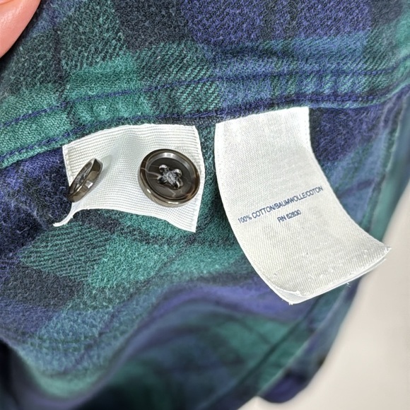 Lands End Traditional L/S Blue Green Plaid Flannel Shirt Men's Size Extra Large - Picture 6 of 7